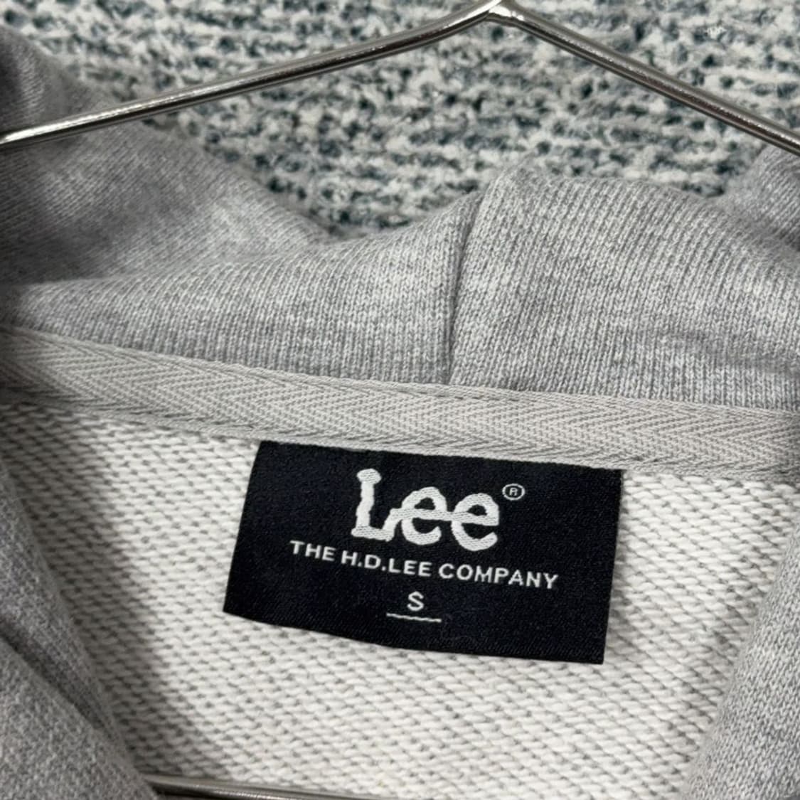 리 LEE 로고 라이트 그레이 후드티 S 상품이미지5
