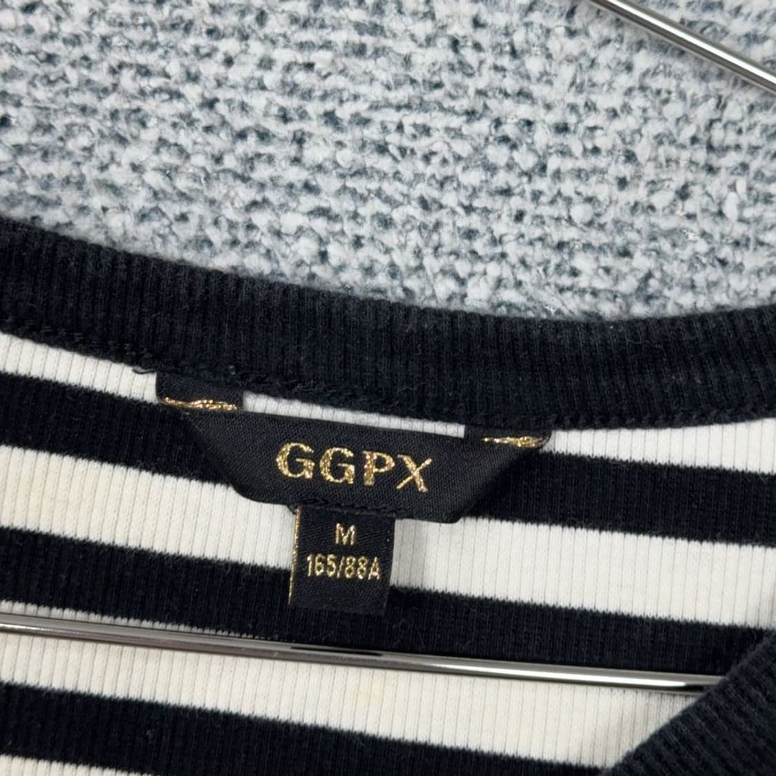 GGPX Y2K 큐빅 로고 스트라이프 블랙 긴팔 티 M 상품이미지6