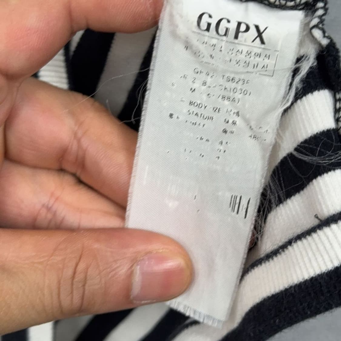GGPX Y2K 큐빅 로고 스트라이프 블랙 긴팔 티 M 상품이미지7
