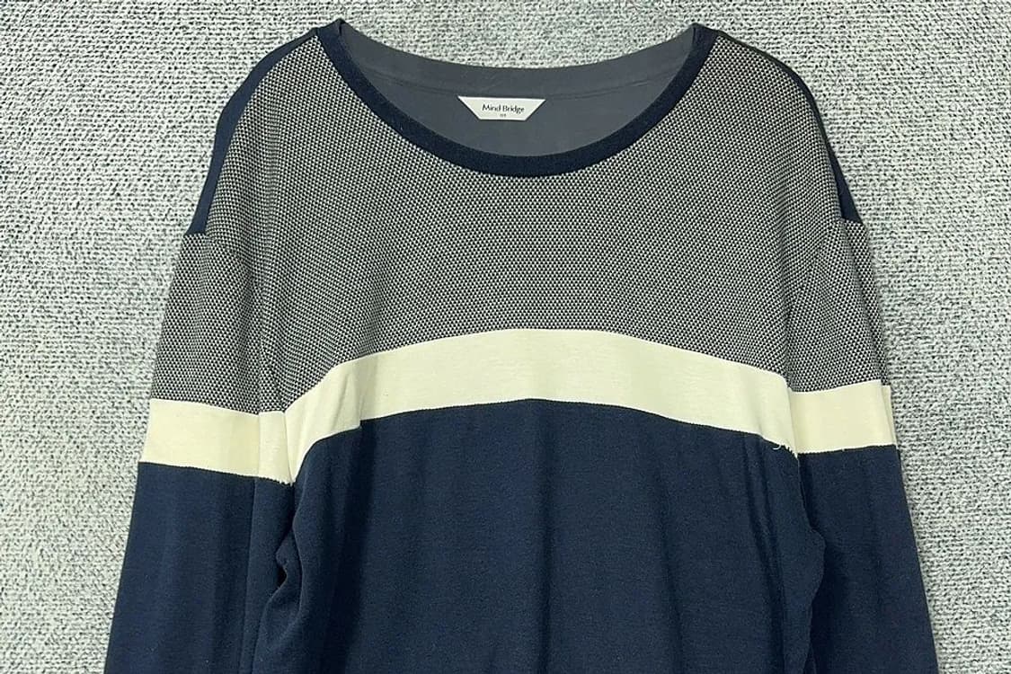 마인드브릿지 네이비 캐주얼 코튼 긴팔티 105 상품이미지3