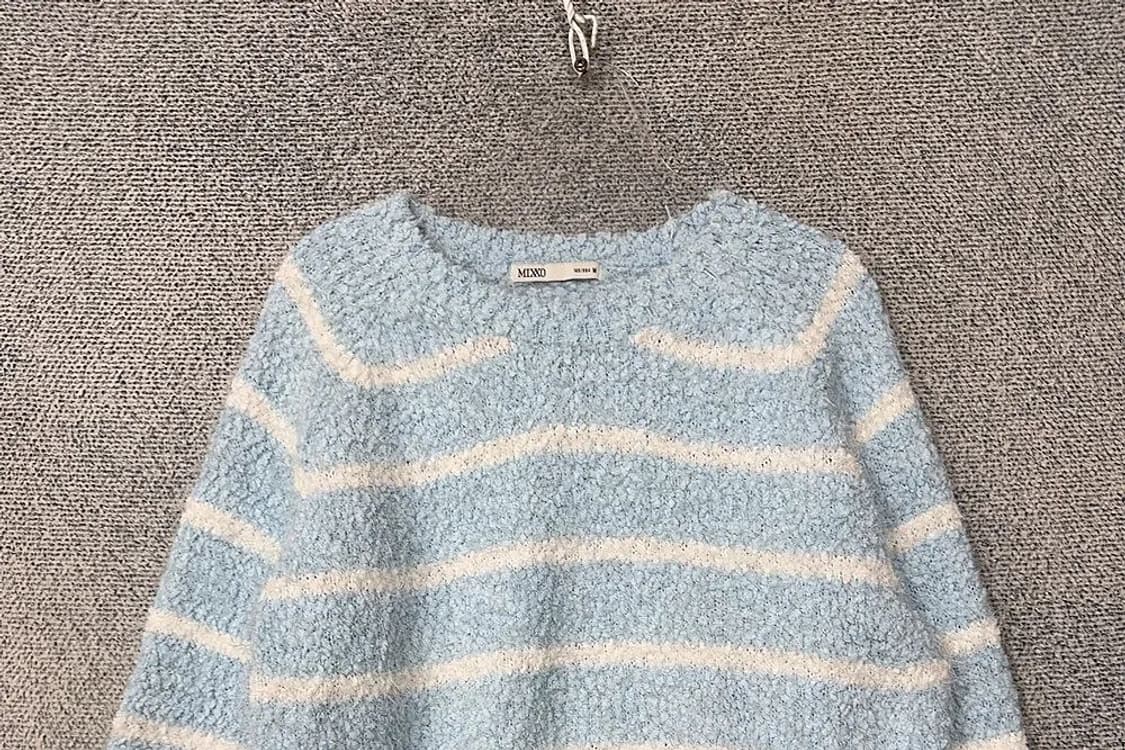 미쏘 스트라이프 라이트 블루 니트 M 상품이미지3