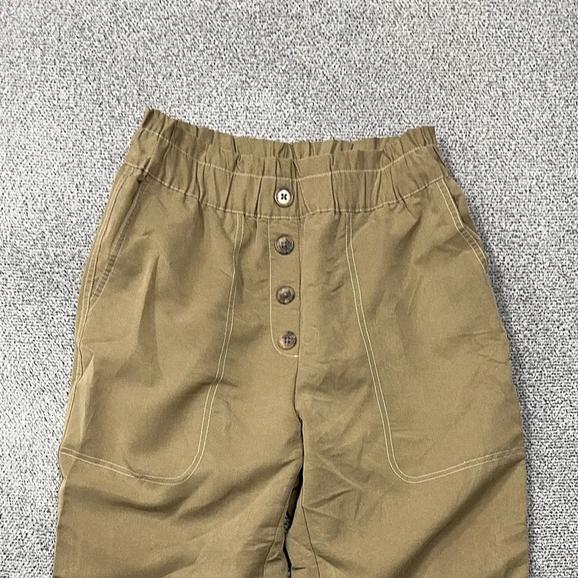 자라 카키 버튼 오버핏 레이온 바지 M 상품이미지3