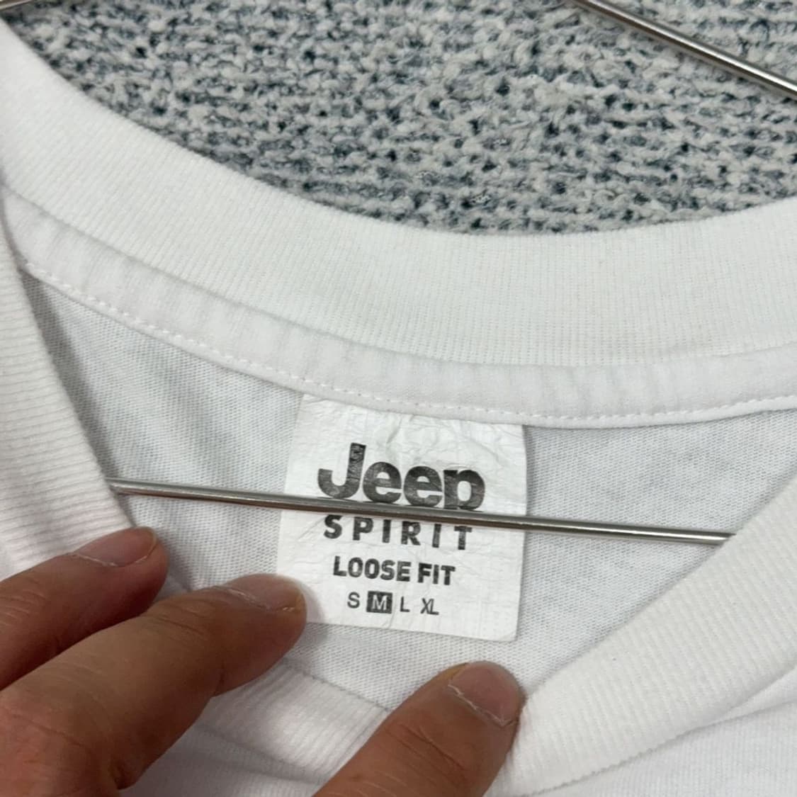 지프 프린팅 화이트 반팔 티 M 상품이미지3