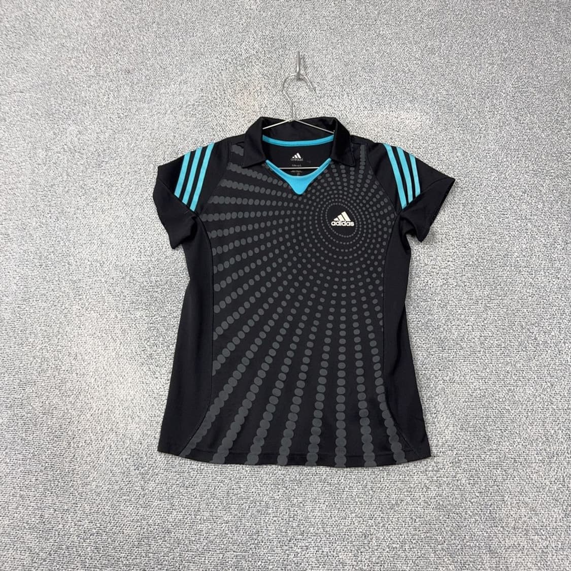 아디다스 블랙 로고 기능성 반팔 카라티 L 상품이미지1