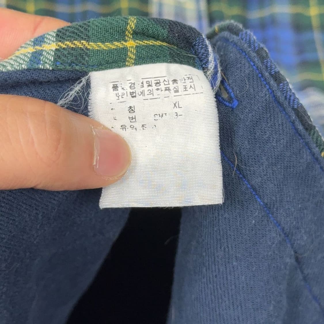 폴로 커스텀핏 두산 체크 네이비 셔츠 XL 상품이미지5