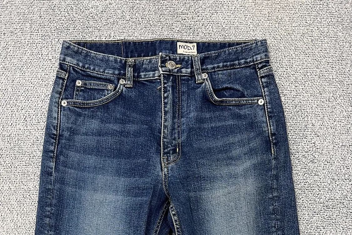모드나인 백패치 진청 워싱 데님 팬츠 30 상품이미지3