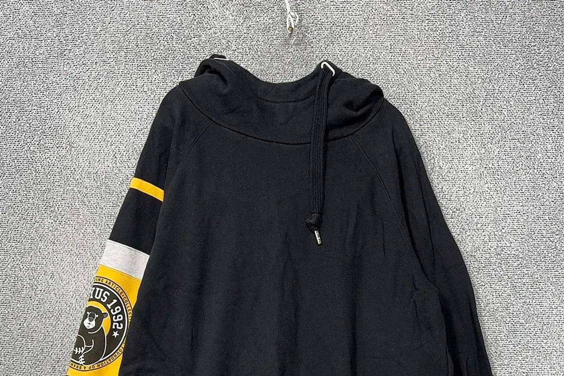 푸부 빈티지 프린팅 블랙 롱 후드티 M 상품이미지3