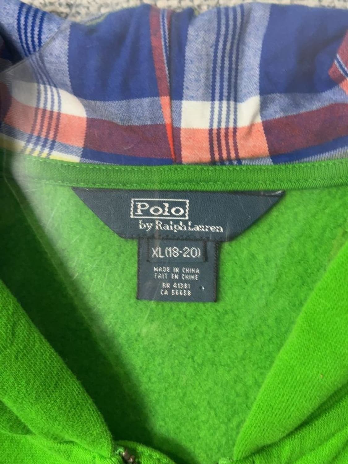 폴로 랄프로렌 Y2K 빅포니 빈티지 그린 후드 집업 XL(18-20) 상품이미지9