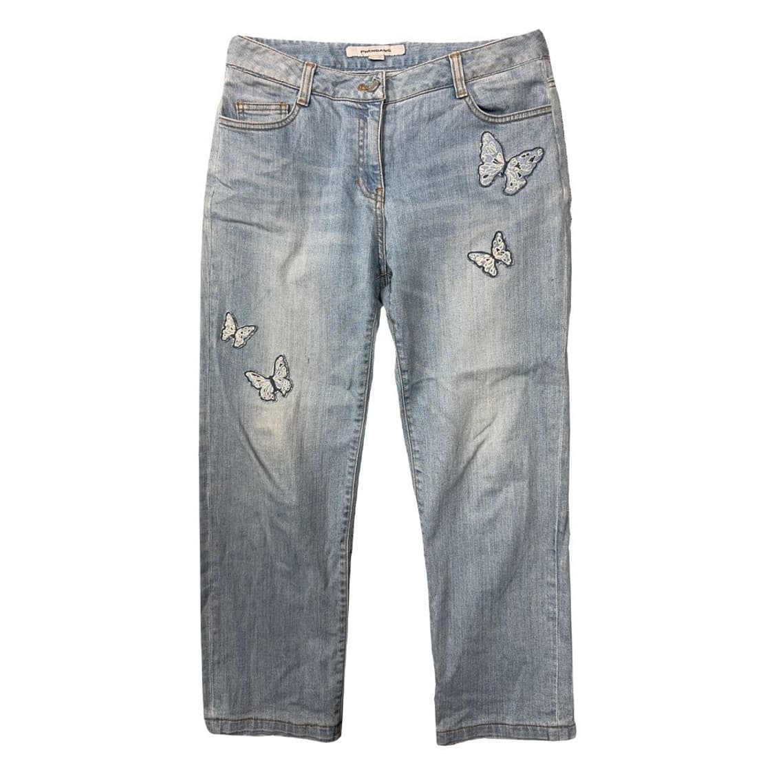 쁘렝땅 연청 나비 자수 캐주얼 청바지 70-100 상품이미지1