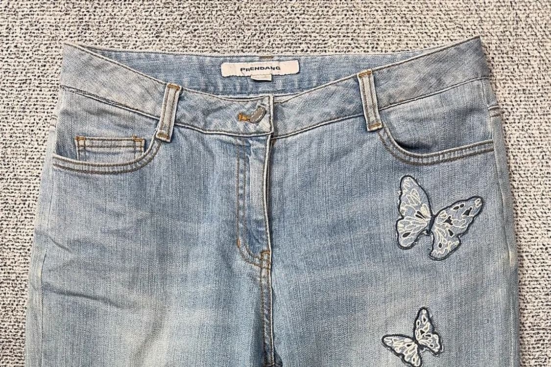 쁘렝땅 연청 나비 자수 캐주얼 청바지 70-100 상품이미지3