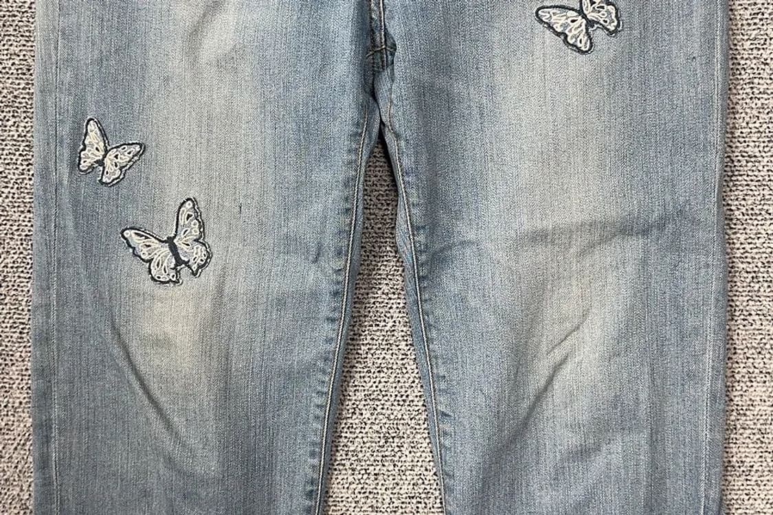 쁘렝땅 연청 나비 자수 캐주얼 청바지 70-100 상품이미지4