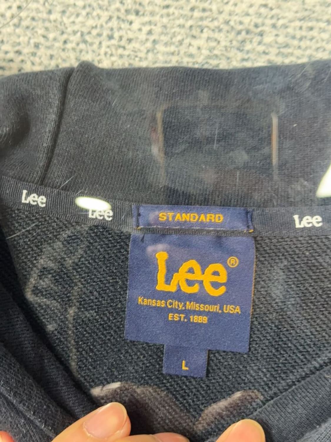 리 프린팅 네이비 후드티 L 상품이미지9