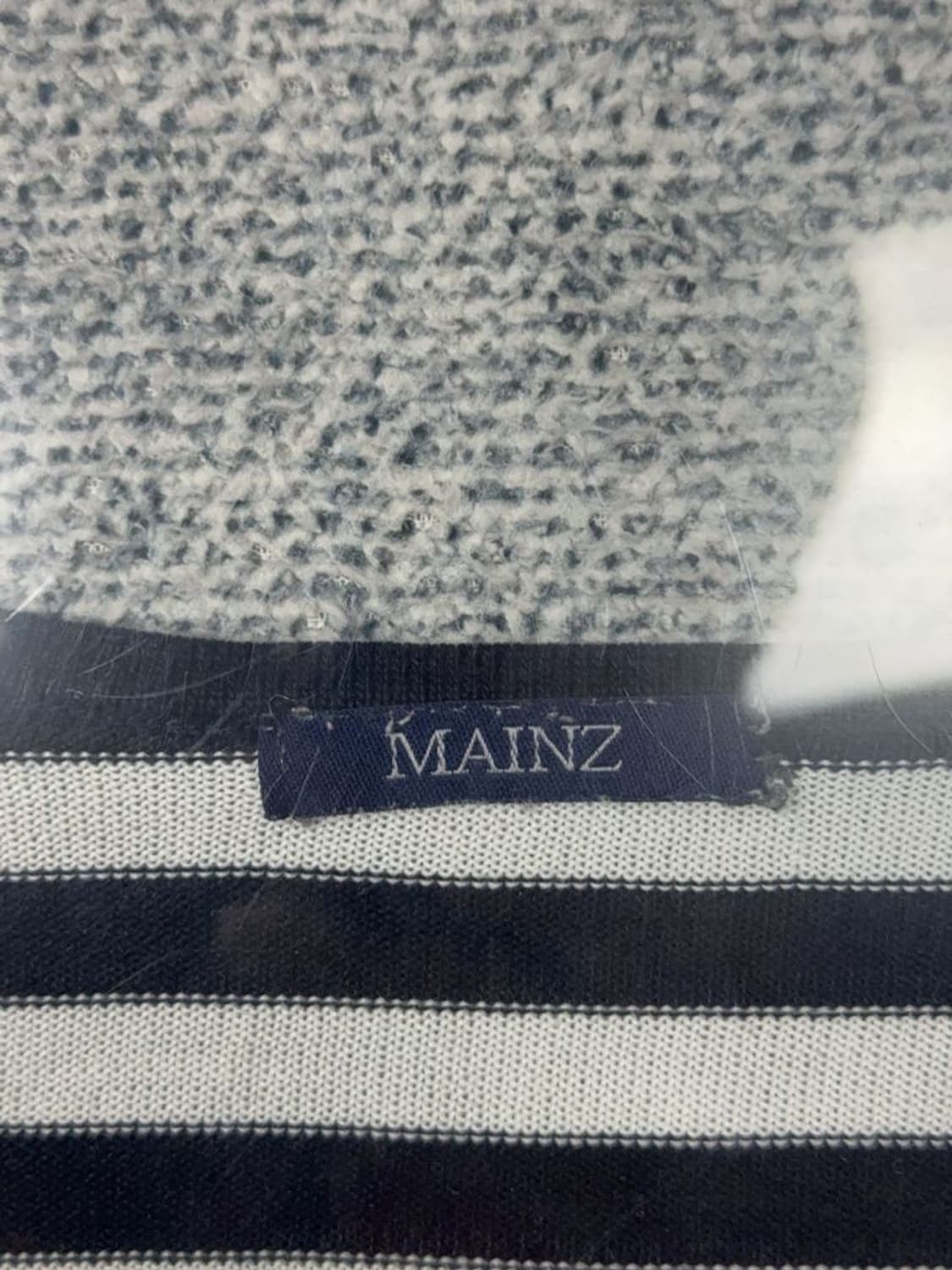 여성 캐주얼 오버 U 넥 스트라이프 블랙 니트 M 상품이미지6