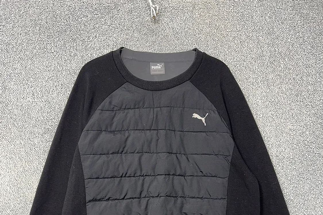 푸마 블랙 로고 경량 퀄팅 맨투맨 L 상품이미지3