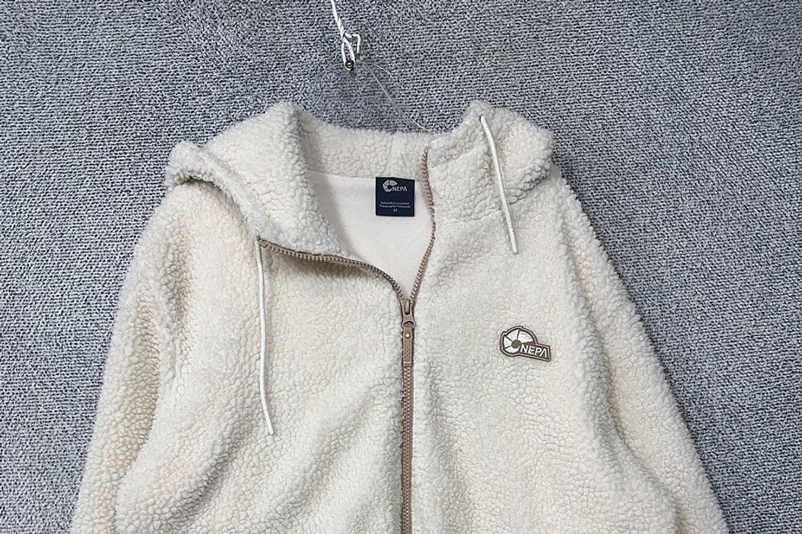 네파 크림 화이트 양털 뽀글이 후리스 후드 집업 S 상품이미지3