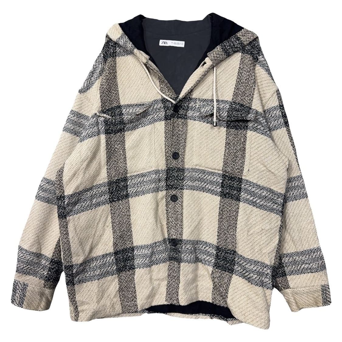 자라 체크 크림 베이지  후드티 L 상품이미지1