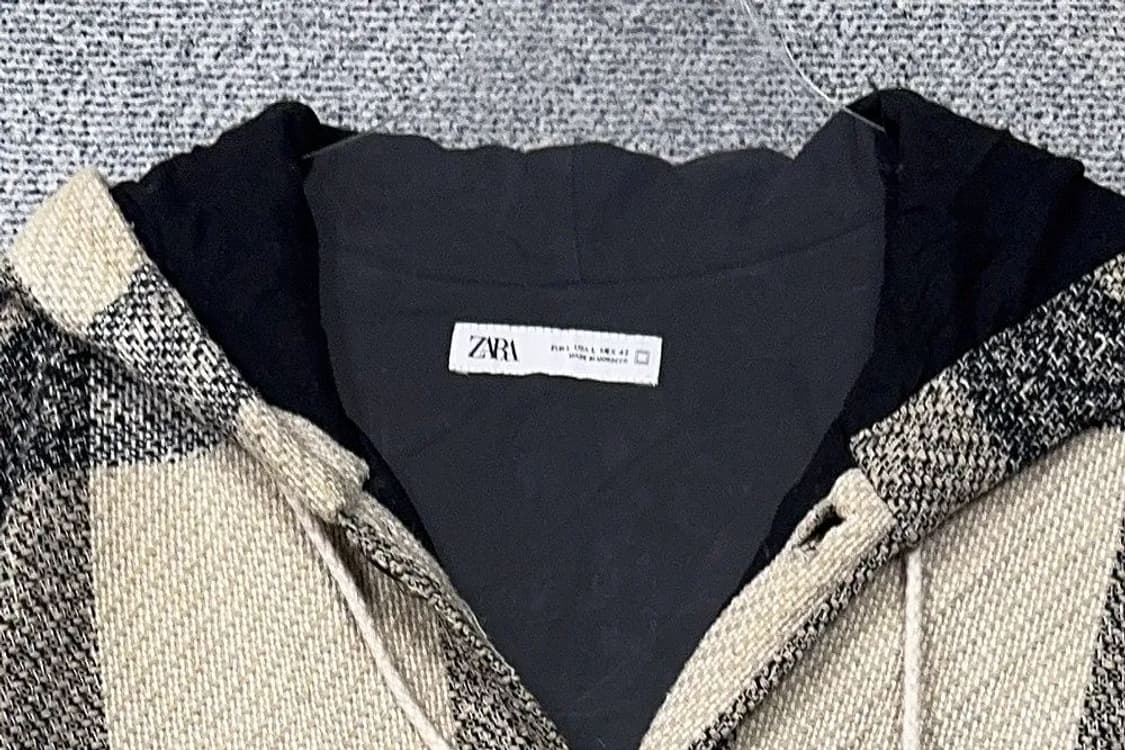 자라 체크 크림 베이지  후드티 L 상품이미지5