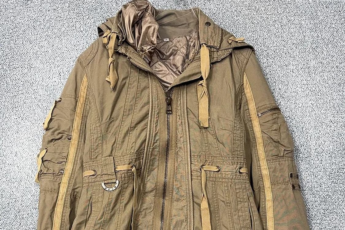 빈티지 테크웨어 카키 피쉬테일 여성 야상 코트 S 상품이미지3