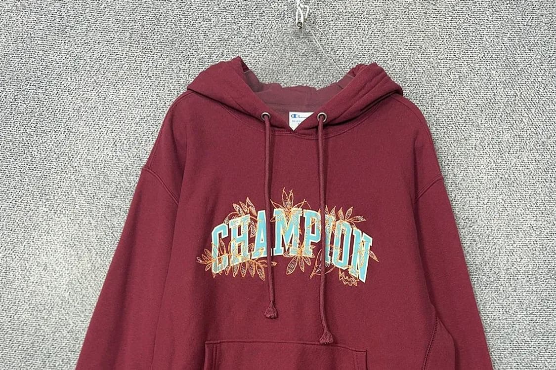 챔피온 리버스위브 버건디 빈티지 스웻 후드티 SMALL 상품이미지3