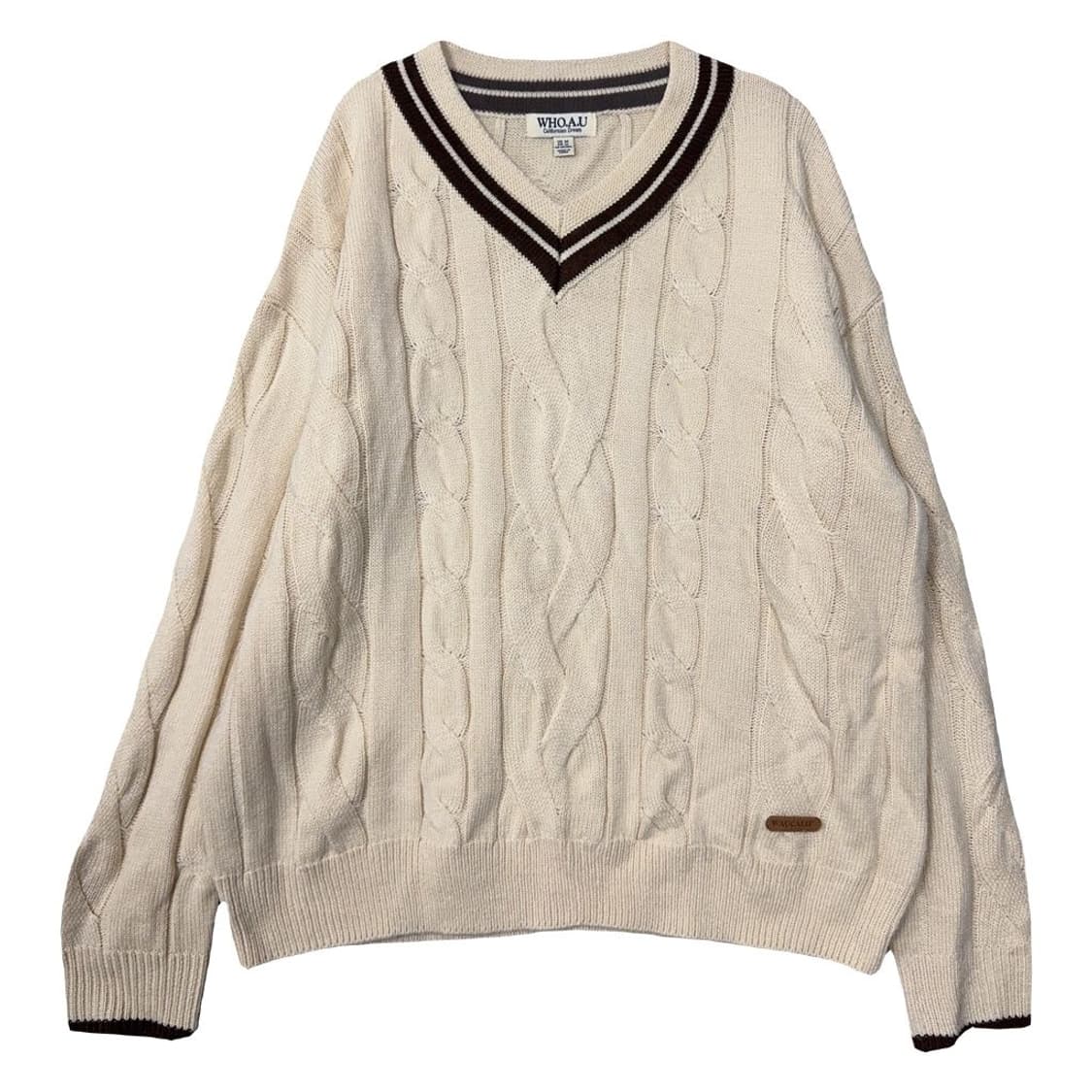 후아유 크림 브이넥 케이블 니트 M 상품이미지1