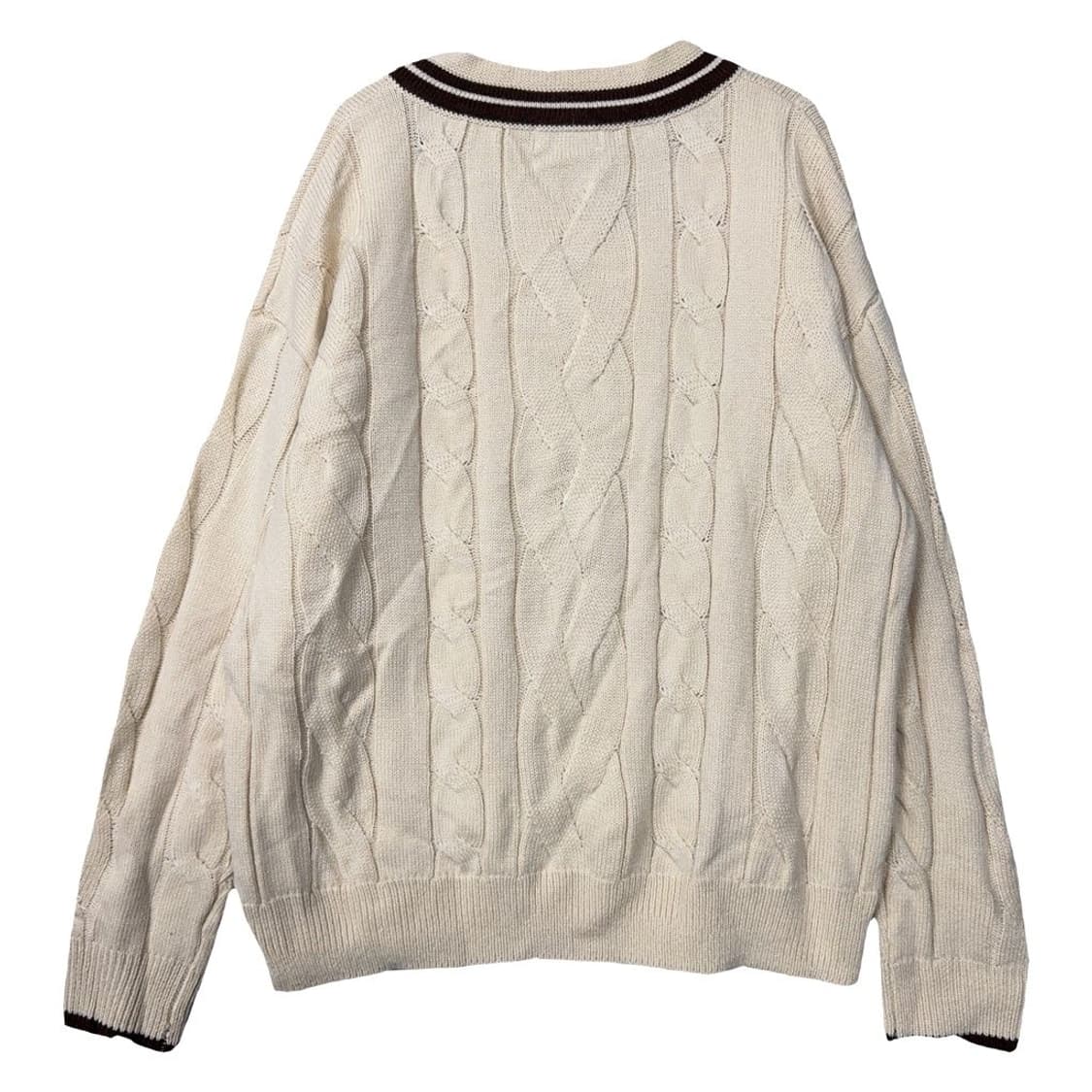 후아유 크림 브이넥 케이블 니트 M 상품이미지2