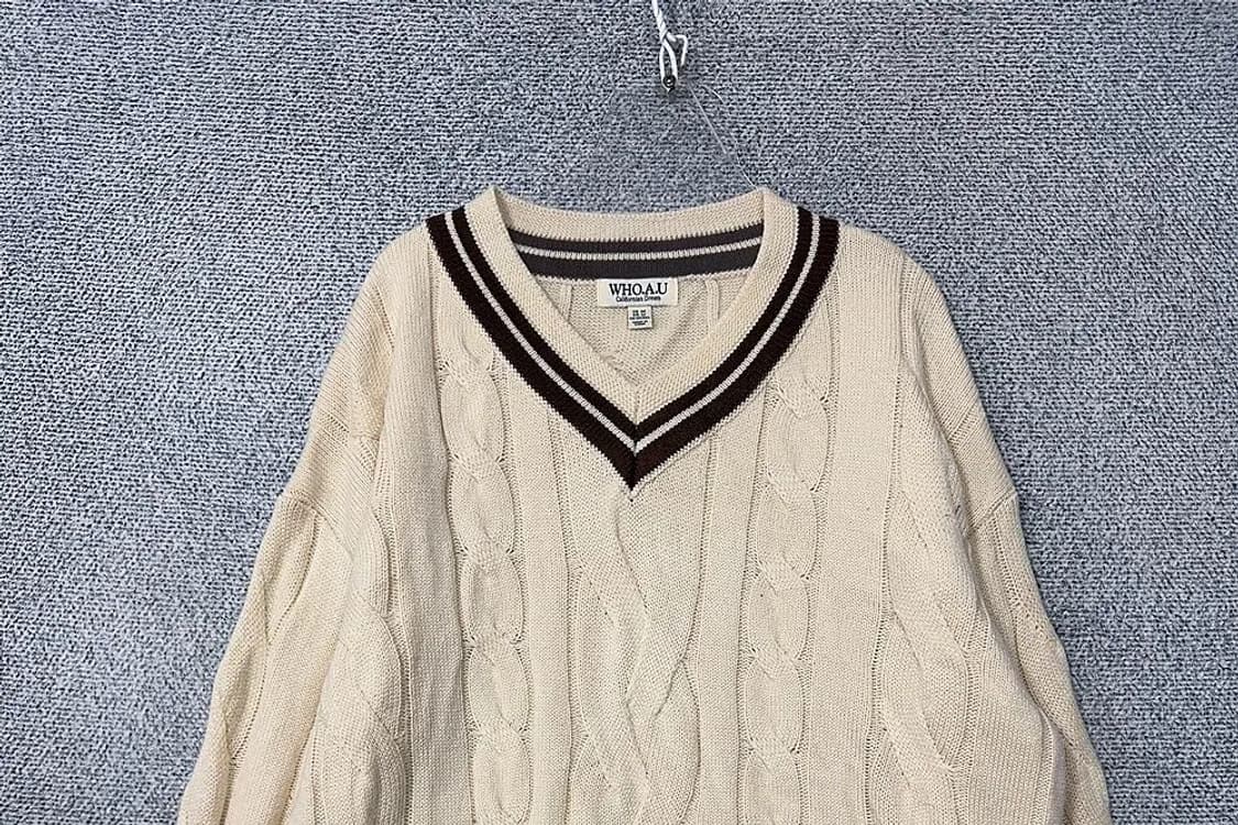 후아유 크림 브이넥 케이블 니트 M 상품이미지3
