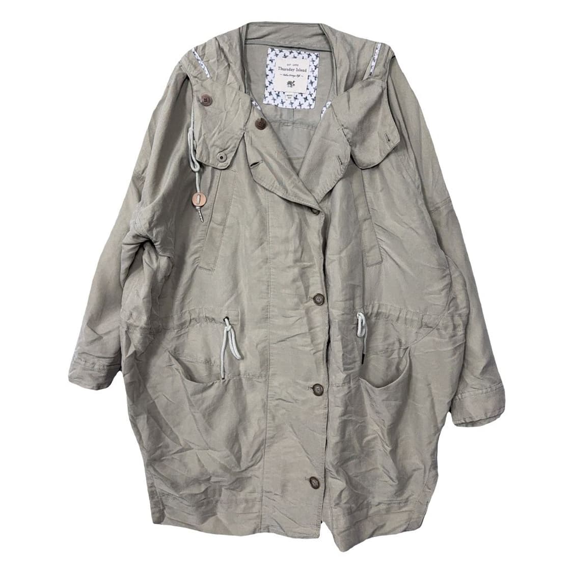 써스데이아일랜드 베이지 필드 야상 허리 밴딩 빈티지 코트 85(S) 상품이미지1