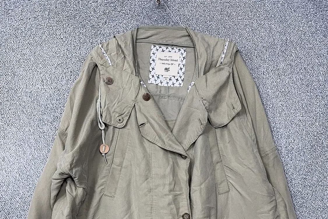 써스데이아일랜드 베이지 필드 야상 허리 밴딩 빈티지 코트 85(S) 상품이미지3