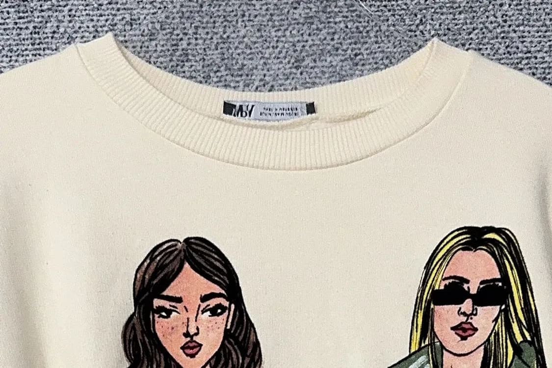 자라 프린팅 크림 맨투맨 M 상품이미지5