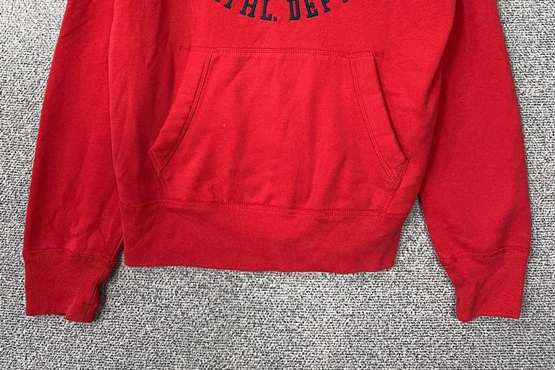 후아유 자수 로고 레드 후드티 Medium 상품이미지4