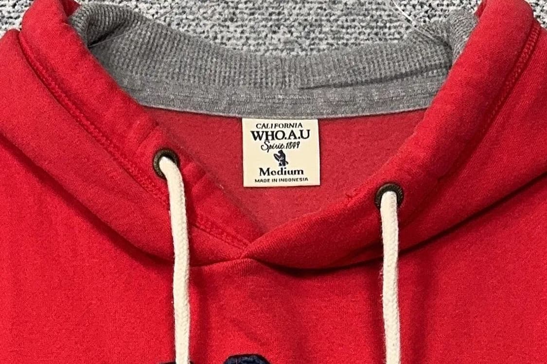 후아유 자수 로고 레드 후드티 Medium 상품이미지5