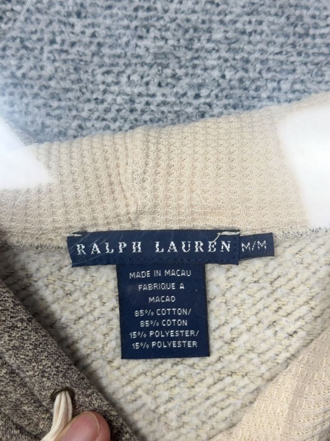 폴로 랄프로렌 그레이 배색 양털 후드티 M 상품이미지9