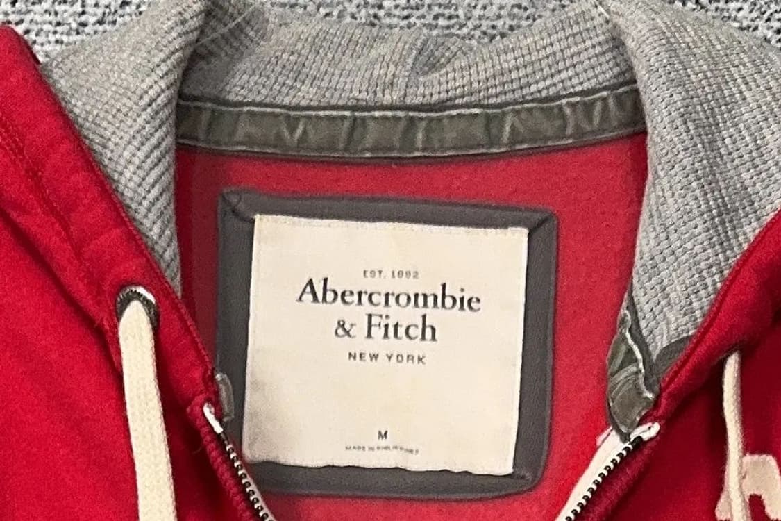 아베크롬비 레드 빈티지 자수 로고 YK2 후드 집업 M 상품이미지5
