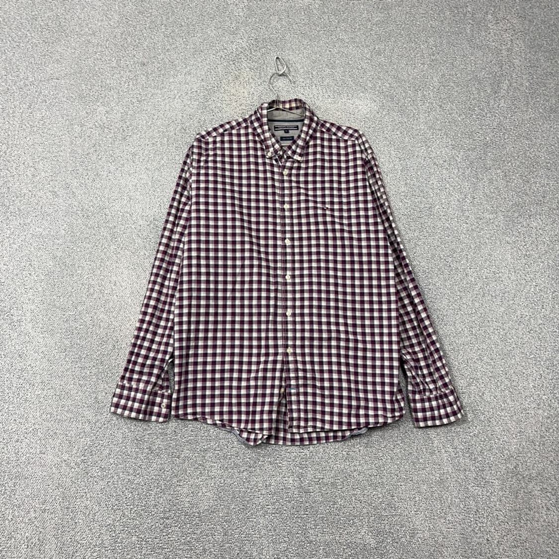 타미힐피거 캐주얼 로고 버건디 셔츠 XL 상품이미지1