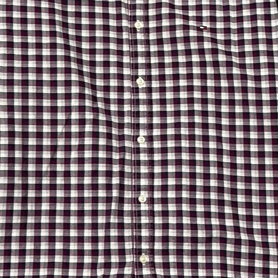 타미힐피거 캐주얼 로고 버건디 셔츠 XL 상품이미지4