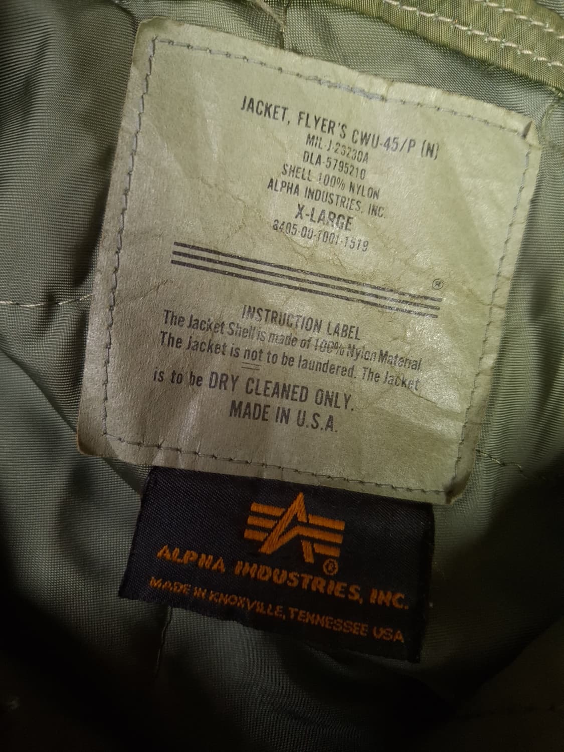 오리지날 미국제조 알파사 미공군 민수용 CWU-45/P 항공자켓 상품이미지3