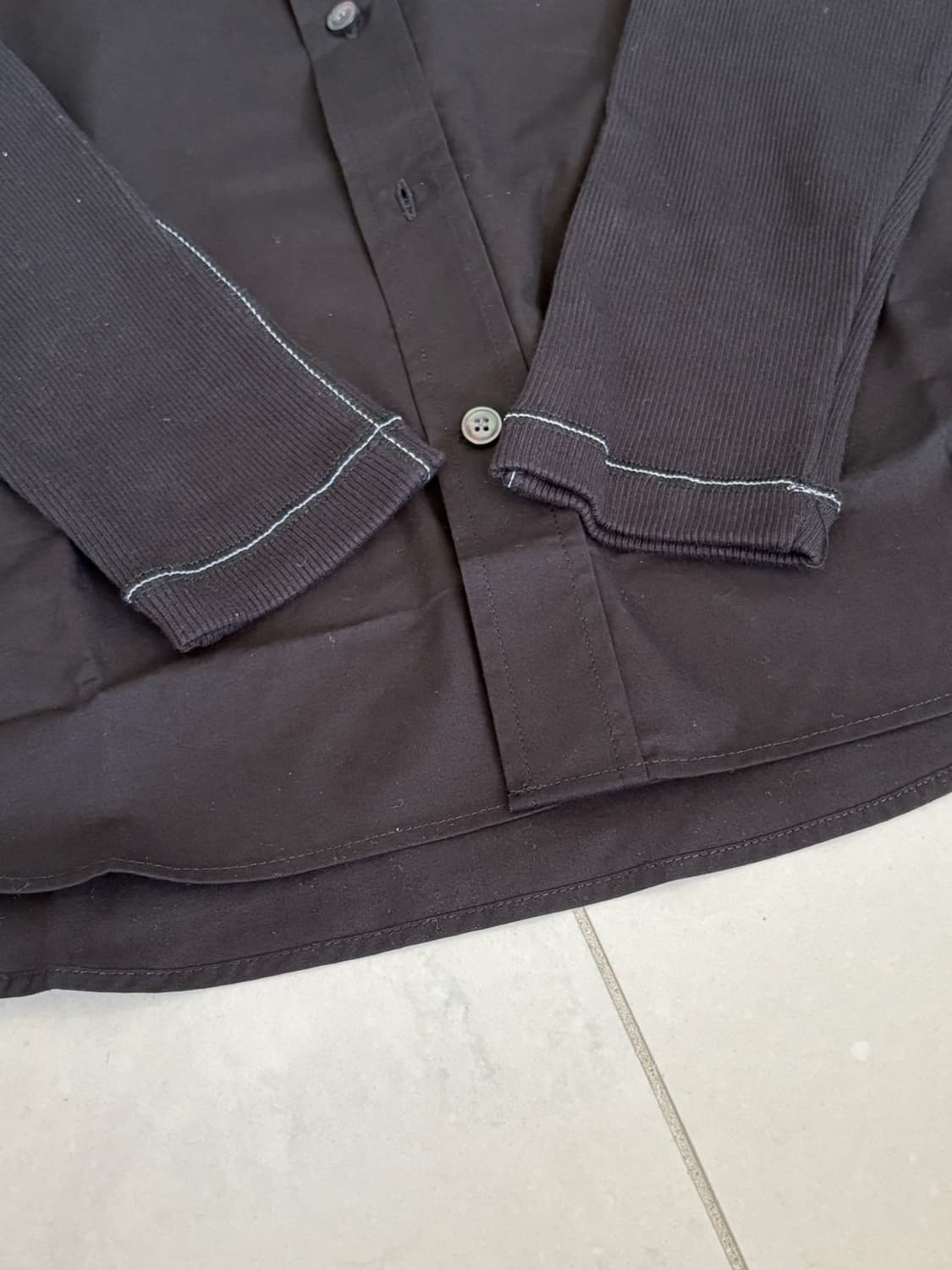fake layered cotton long-sleeve shirt 상품이미지8