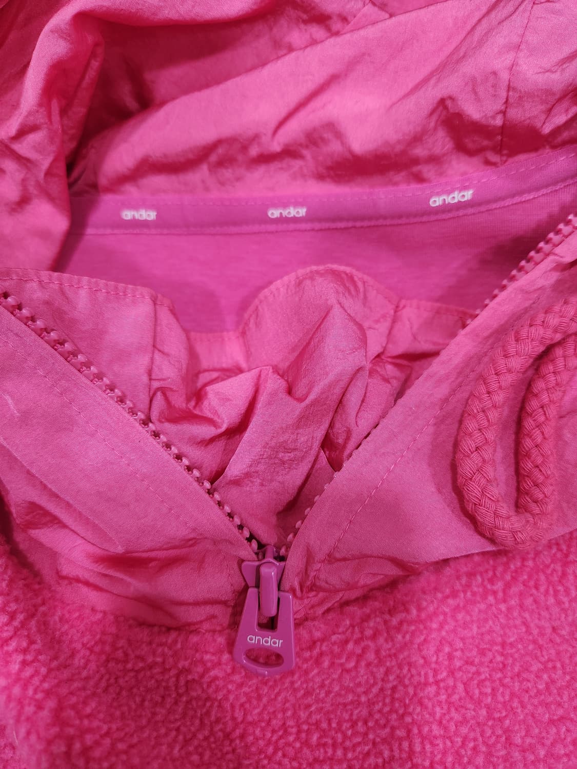 안다르(Andar) 핑크 플리스 후드티 2사이즈 상품이미지5