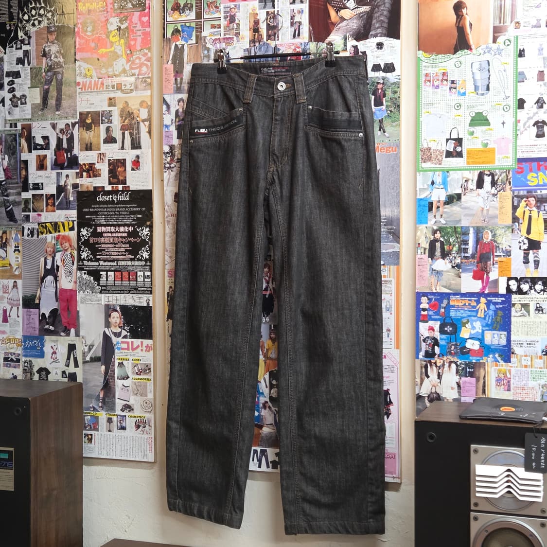 후부 포켓 포인트 그레이 와이드 데님 팬츠 상품이미지7