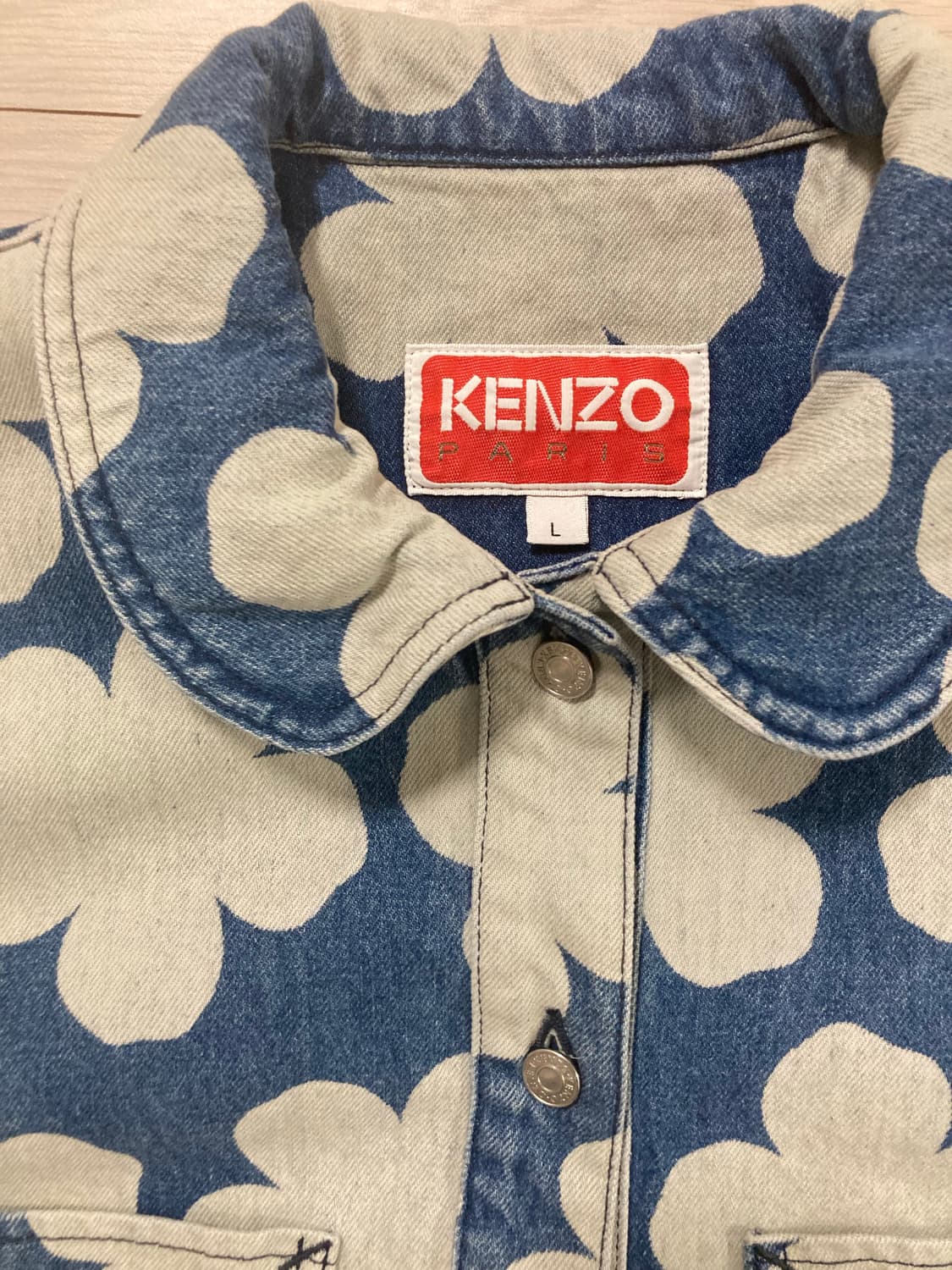 겐조 니고 플라워 포피 데님 우먼오버셔츠 L 팝니다 상품이미지3