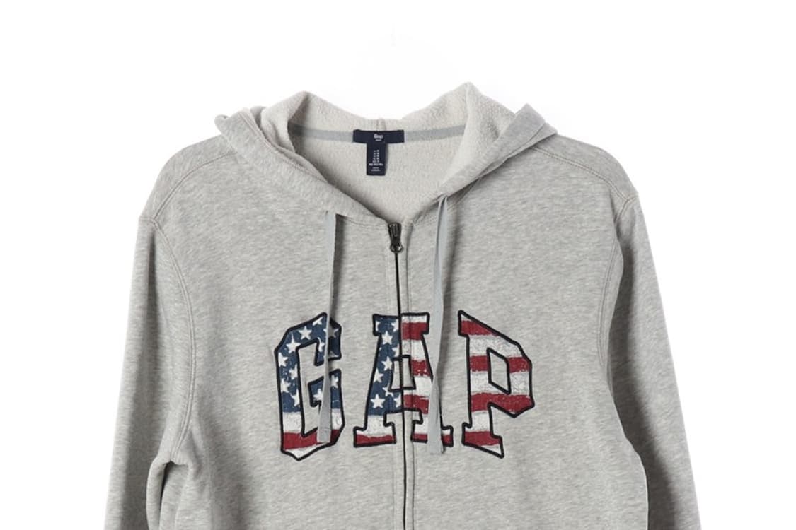 GAP 빈티지 성조기 빅로고 기모 후드집업 그레이 M 상품이미지3