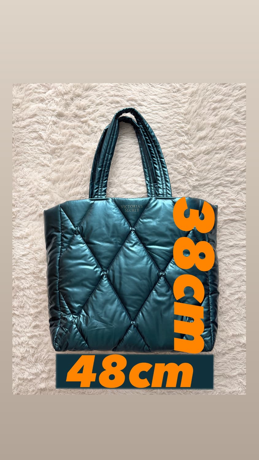 빅토리아 시크릿 퀼팅 패딩 토트백 에메랄드 상품이미지7