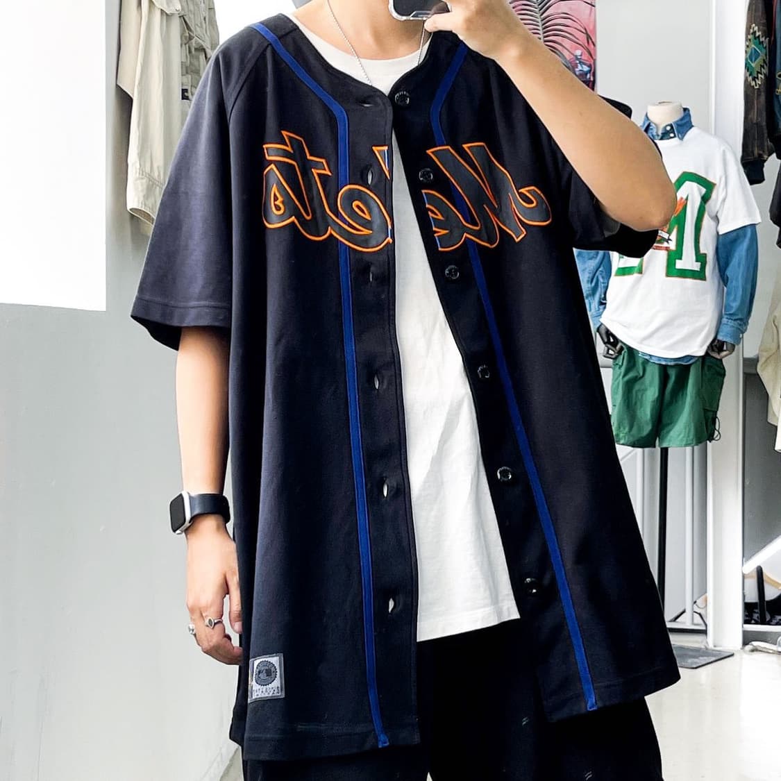 엠엘비 뉴욕 메츠 데드스탁 베이스 볼 하프 져지 상품이미지2