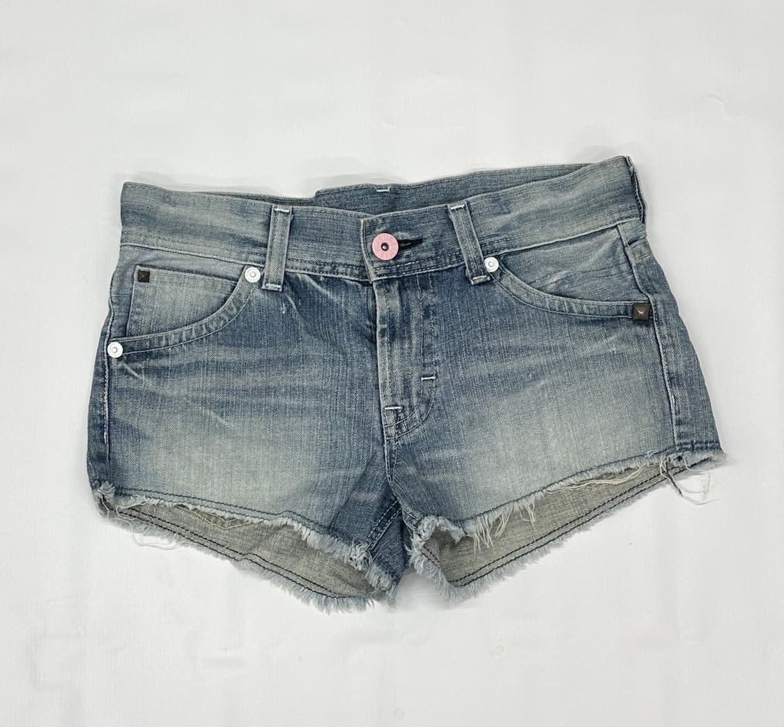 something x EDWIN  숏데님 팬츠 데코라 괴짜 y2k 워싱 상품이미지3