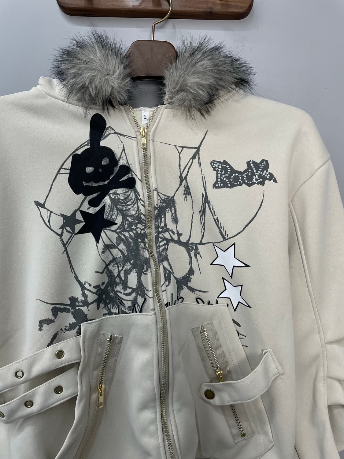 빈티지 y2k 모피 칼라 토끼귀 후드집업 H1254 상품이미지4