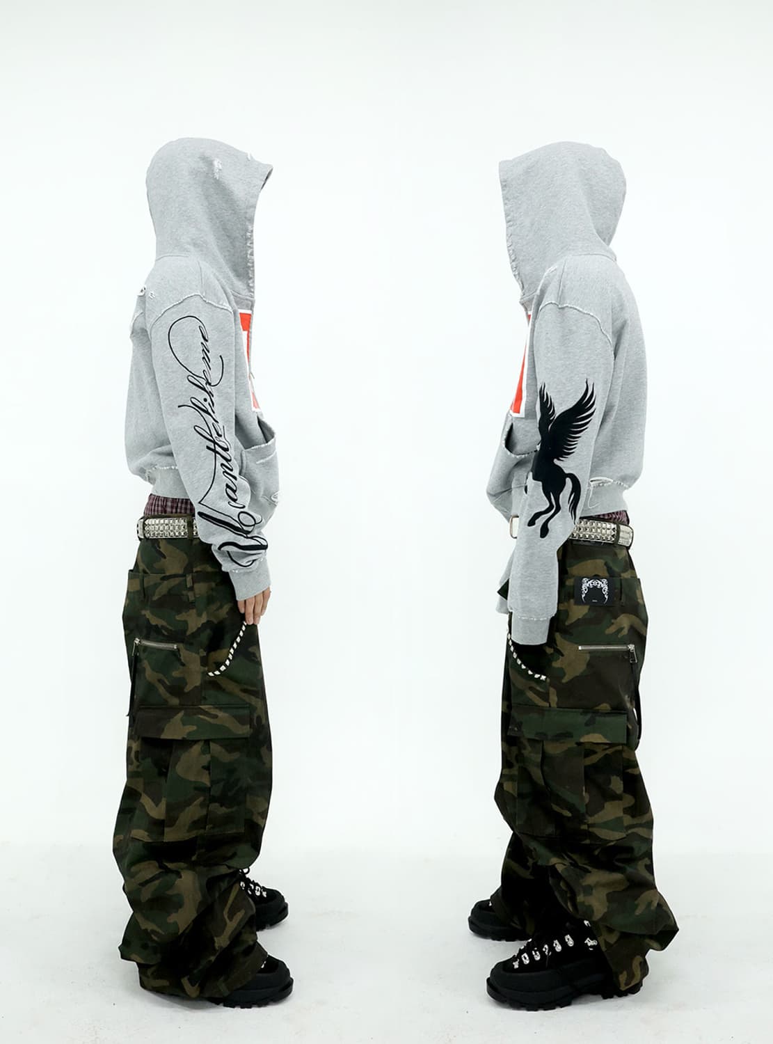 Double Waist Camo Baggy Cargo Pants  상품이미지4