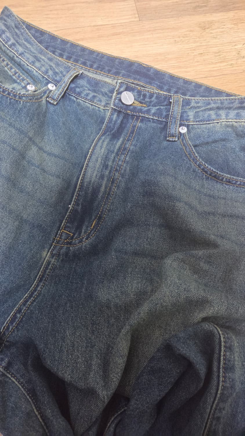 낫포너드 린넨라이크 와이드 데님 M 딥블루 상품이미지2