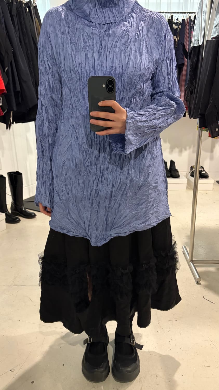 Satin Tulle Frill Detail Skirt 상품이미지3