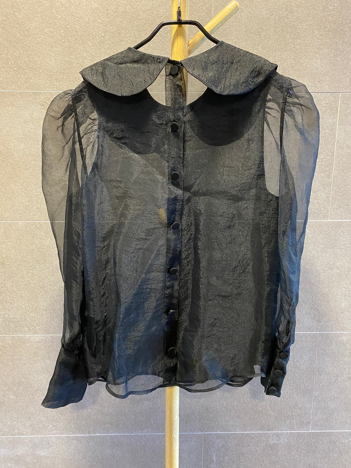 ZARA 자라 오간자 볼륨 시스루 블라우스 상품이미지3