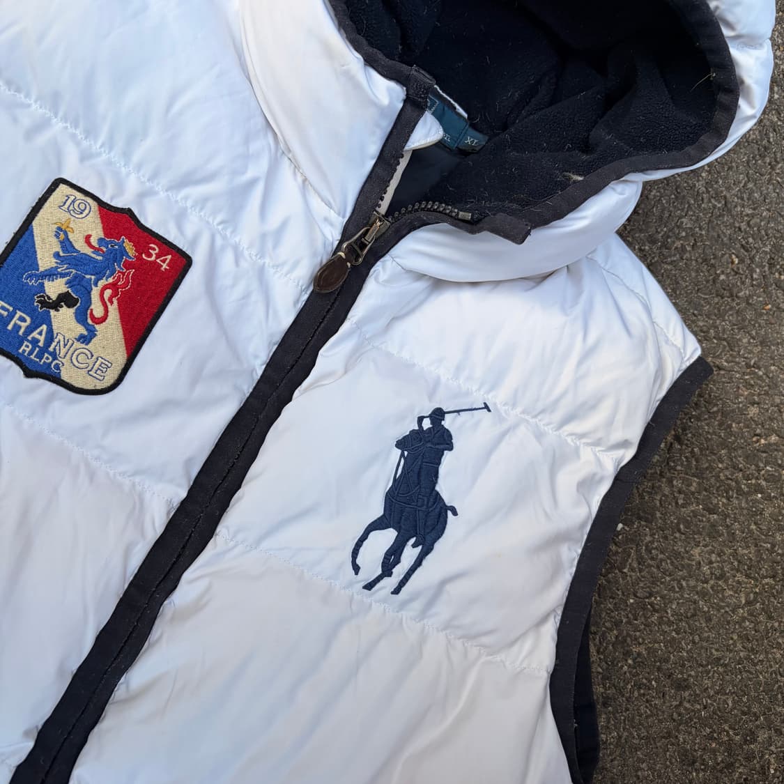 폴로 랄프로렌 화이트 프랑스 빅포니 패딩 조끼 베스트 XL 상품이미지8